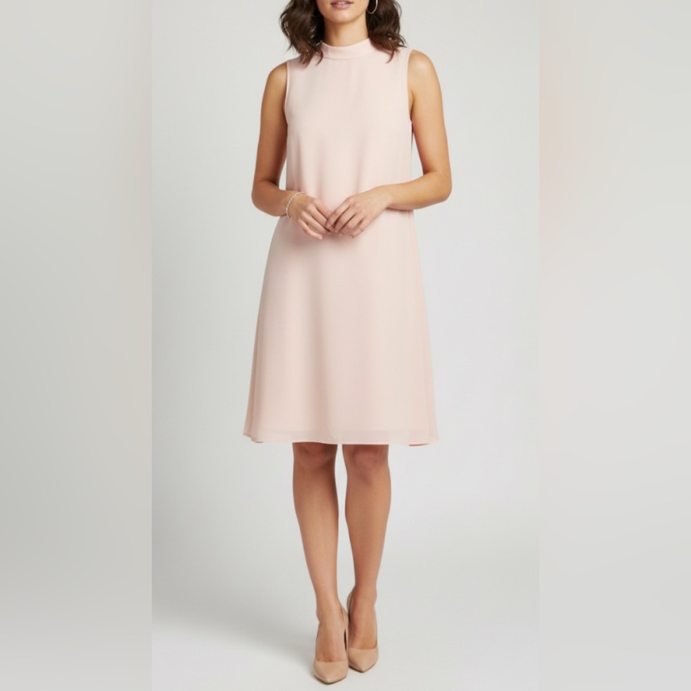 H&M Soft Pink Mock Neck Shift Dress A-Line Sleeveless Size 10